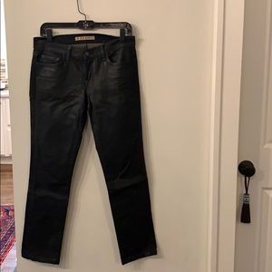 Waxed black denim jeans- looks like leather